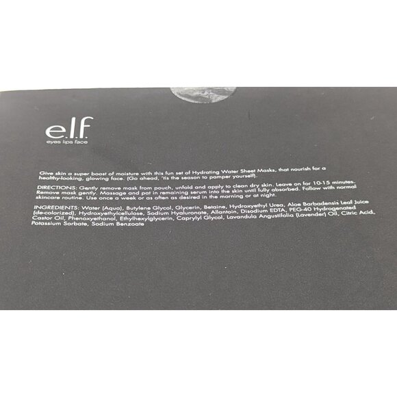 E.L.F. Hydrating Water Sheet Mask Set 2 Pieces Moisturizing & Nourishing - Picture 2 of 3